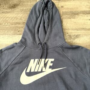 NIKE Sportswear Logo Pullover Hoodie Womens Large Blue Sweatshirt CU1506-491